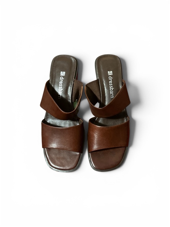 dressbarn Shoes - dressbarn Brown Leather Slide Sandals